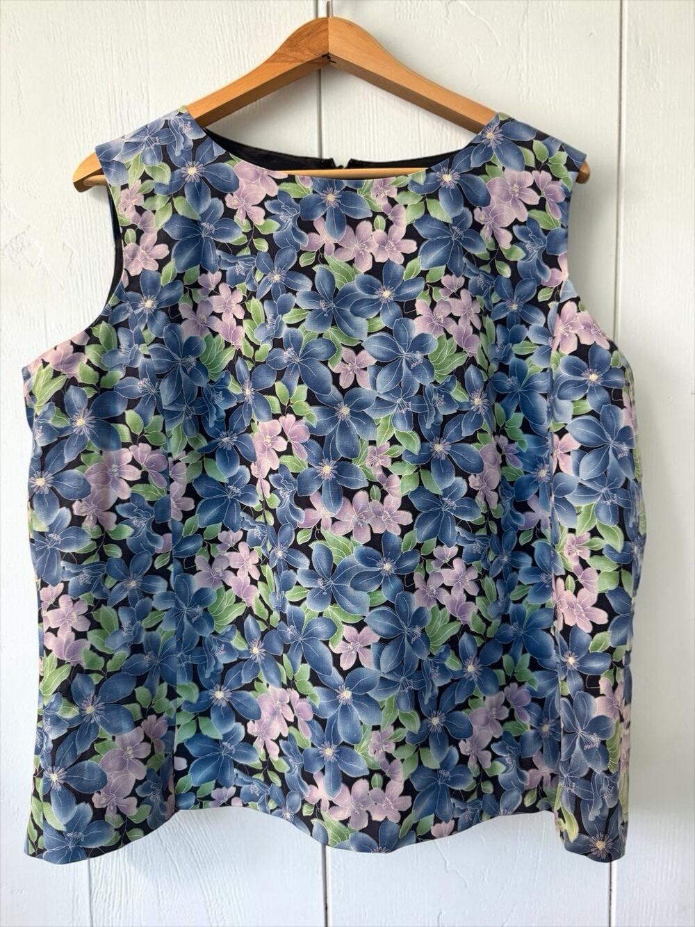 Elisabeth by Liz Claiborne Women Floral Sleeveless Top Silk Linen Blend Size 14